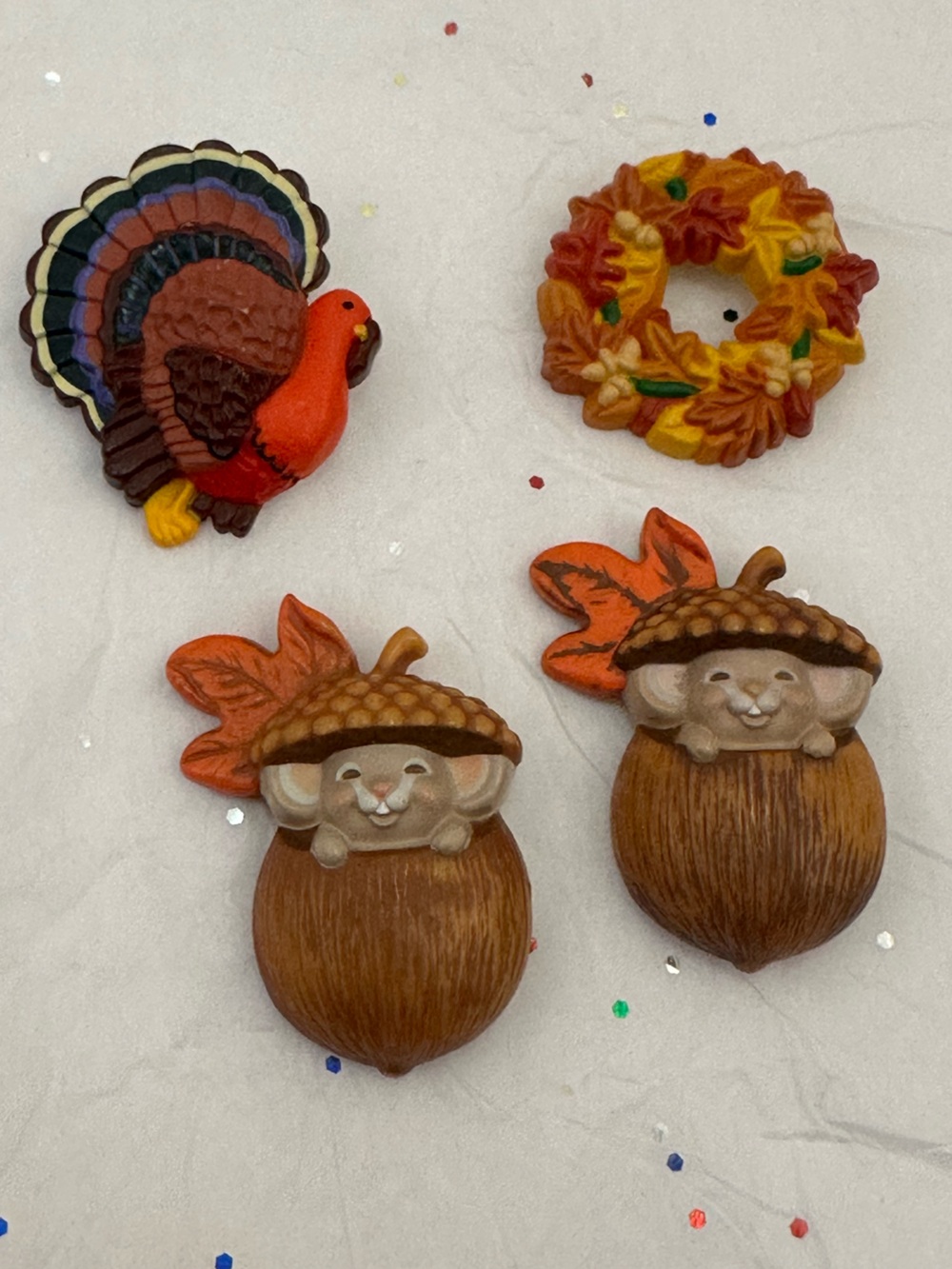 Vintage 1980s Fall/Autumn Hallmark Pin Set (4)